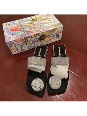 Jeffery Campbell ALISE-SH Jeweled slide sandal 9 Black Bling NWT